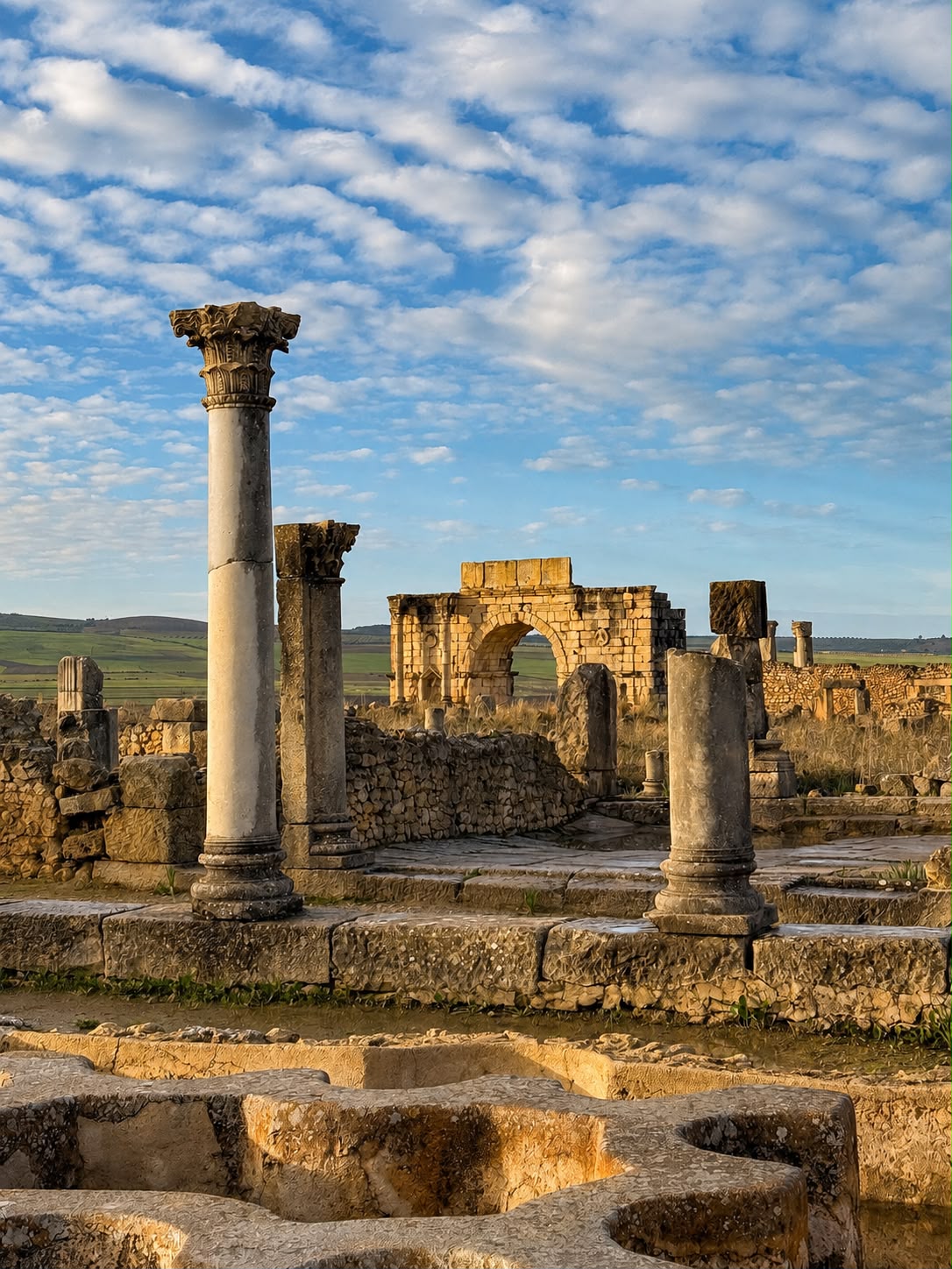 Rovine romane durante la gita da Fès a Volubilis, Moulay Idriss e Meknès